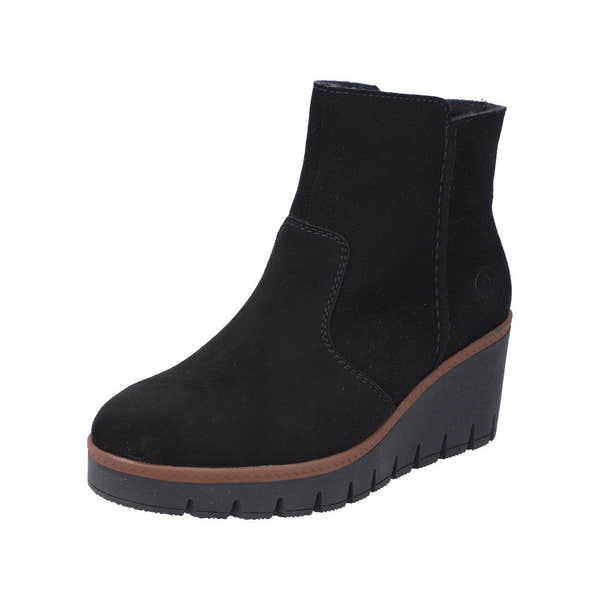 Rieker Y5065-00 Ladies Black Suede Side Zip Ankle Boots-elevate your sole