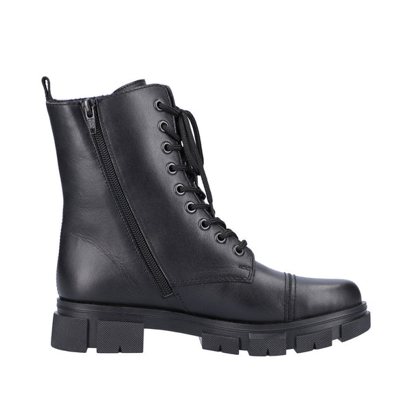 Rieker Y7101-00 Ladies Black Leather Zip & Lace Ankle Boots-elevate your sole