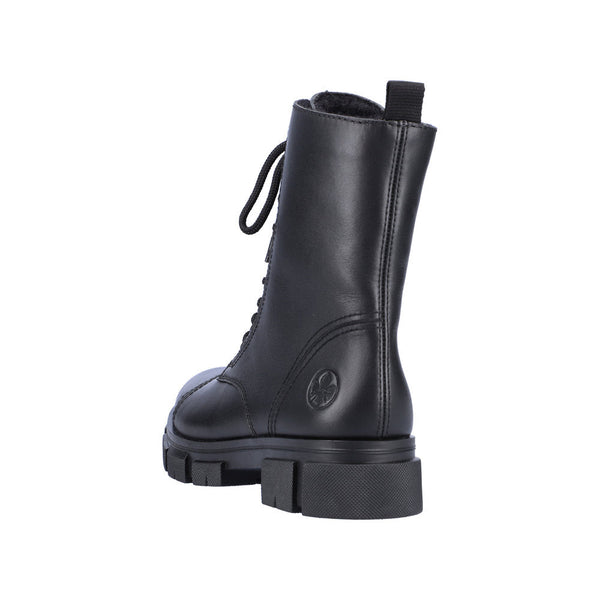 Rieker Y7101-00 Ladies Black Leather Zip & Lace Ankle Boots-elevate your sole