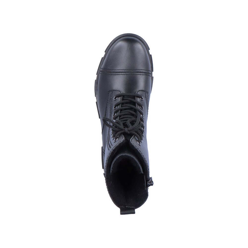 Rieker Y7101-00 Ladies Black Leather Zip & Lace Ankle Boots-elevate your sole