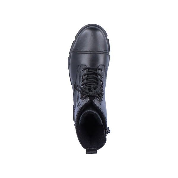 Rieker Y7101-00 Ladies Black Leather Zip & Lace Ankle Boots-elevate your sole