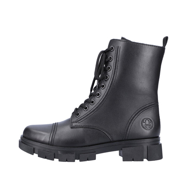 Rieker Y7101-00 Ladies Black Leather Zip & Lace Ankle Boots-elevate your sole