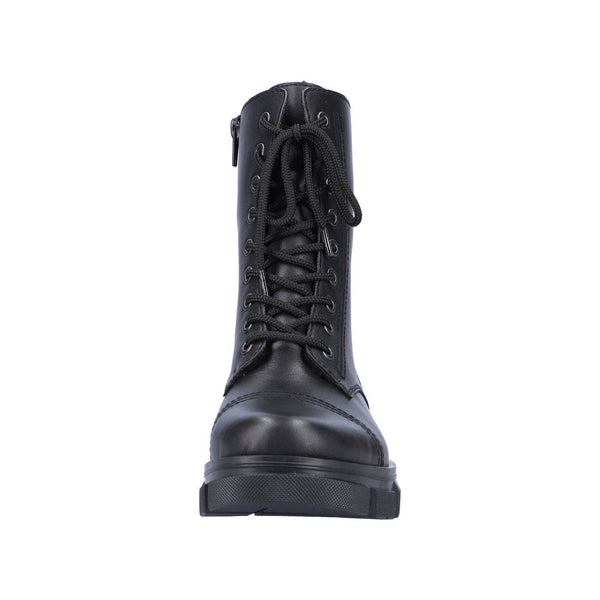 Rieker Y7101-00 Ladies Black Leather Zip & Lace Ankle Boots-elevate your sole
