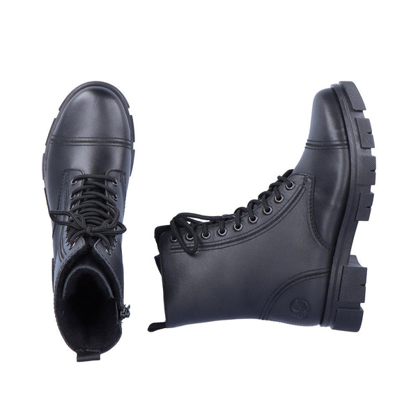 Rieker Y7101-00 Ladies Black Leather Zip & Lace Ankle Boots-elevate your sole
