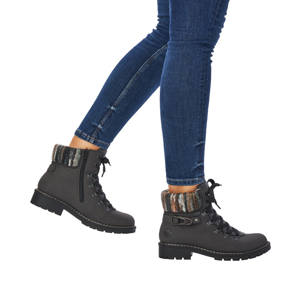 Rieker Y9131-45 Ladies Grey Water Resistant Side Zip Ankle Boots-elevate your sole