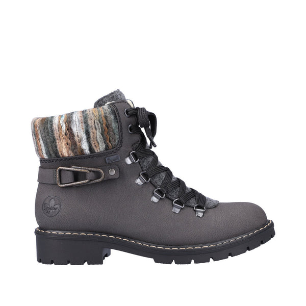 Rieker Y9131-45 Ladies Grey Water Resistant Side Zip Ankle Boots-elevate your sole