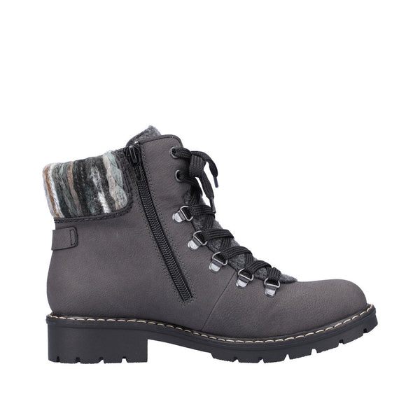 Rieker Y9131-45 Ladies Grey Water Resistant Side Zip Ankle Boots-elevate your sole