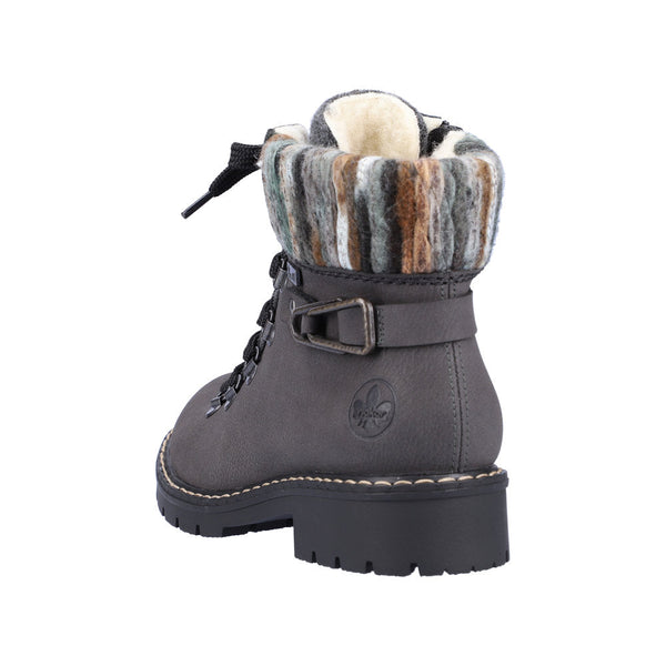 Rieker Y9131-45 Ladies Grey Water Resistant Side Zip Ankle Boots-elevate your sole