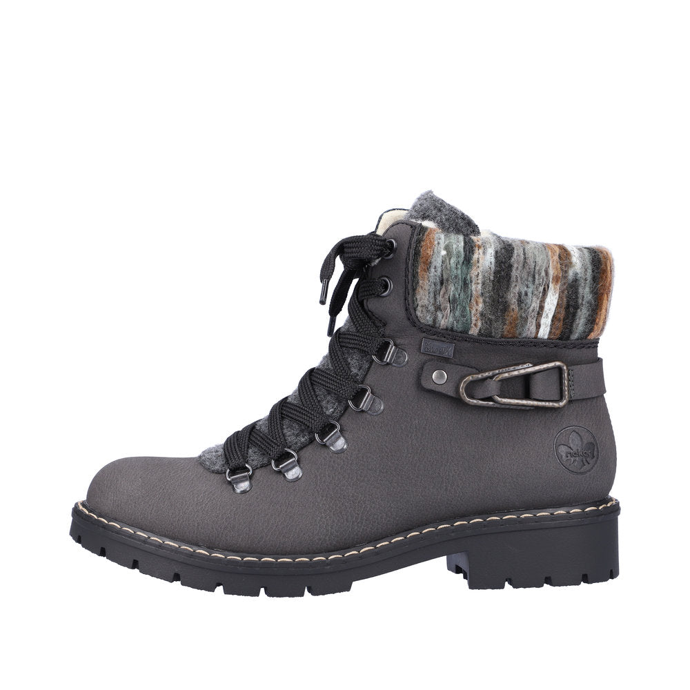 Rieker Y9131-45 Ladies Grey Water Resistant Side Zip Ankle Boots-elevate your sole