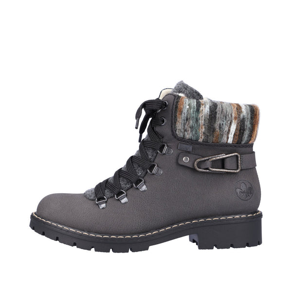 Rieker Y9131-45 Ladies Grey Water Resistant Side Zip Ankle Boots-elevate your sole