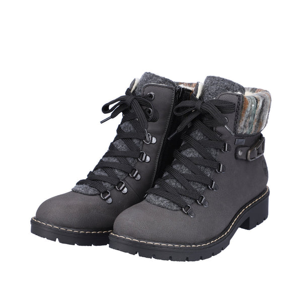 Rieker Y9131-45 Ladies Grey Water Resistant Side Zip Ankle Boots-elevate your sole