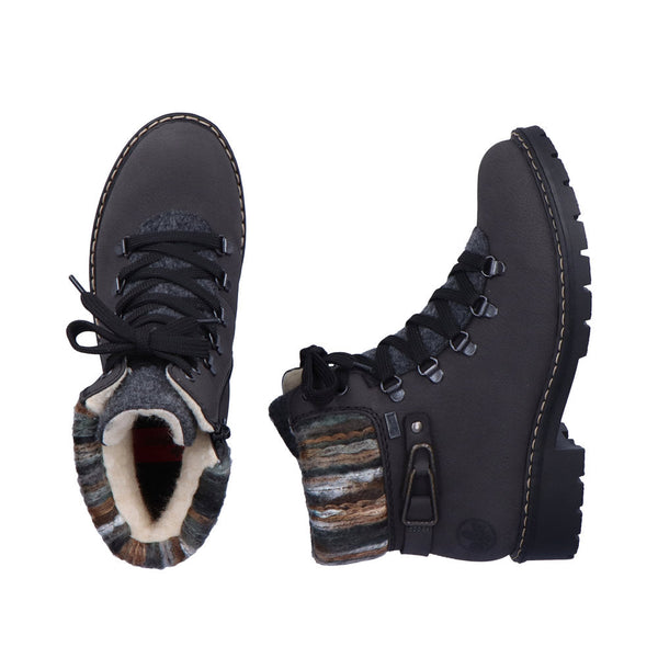 Rieker Y9131-45 Ladies Grey Water Resistant Side Zip Ankle Boots-elevate your sole