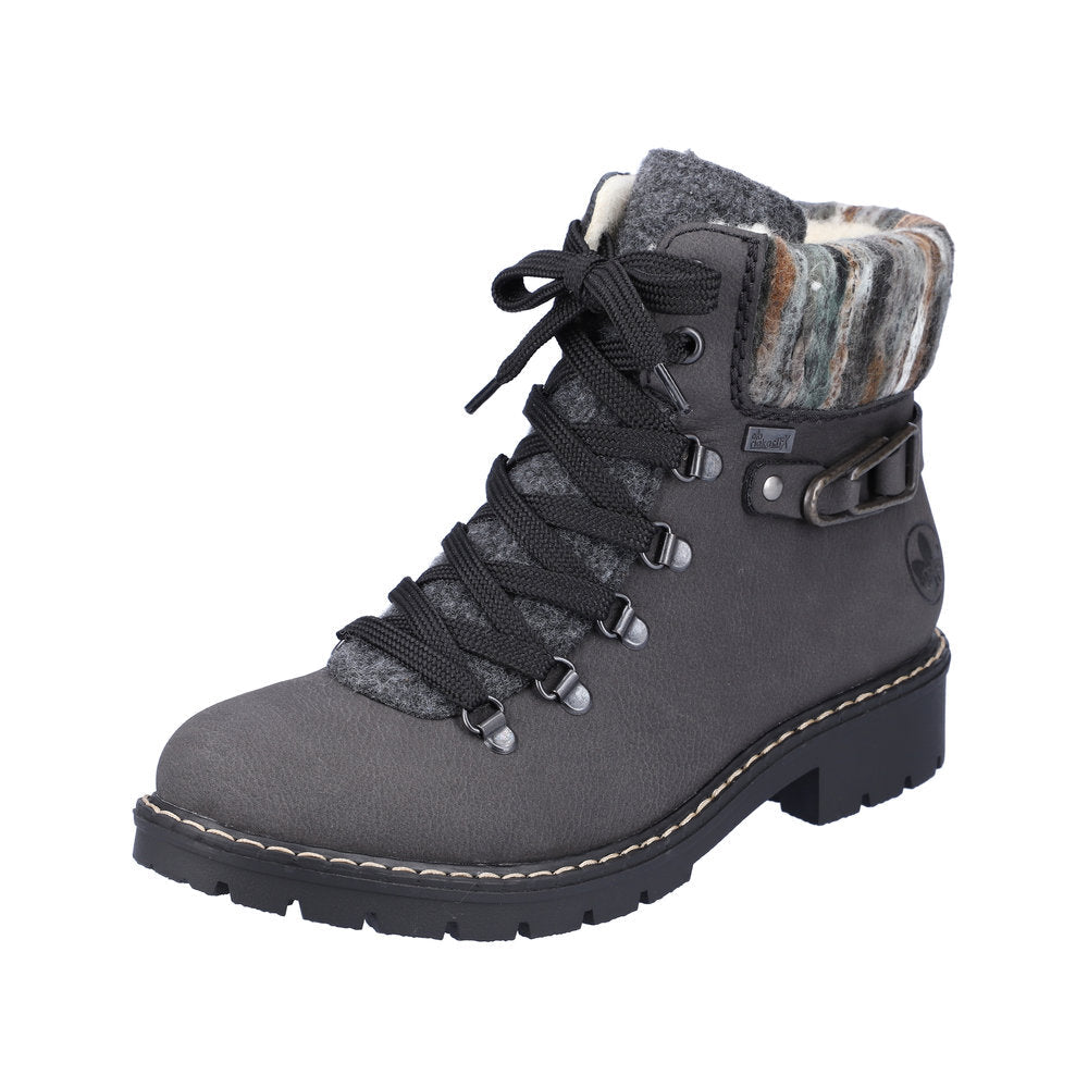 Rieker Y9131-45 Ladies Grey Water Resistant Side Zip Ankle Boots-elevate your sole