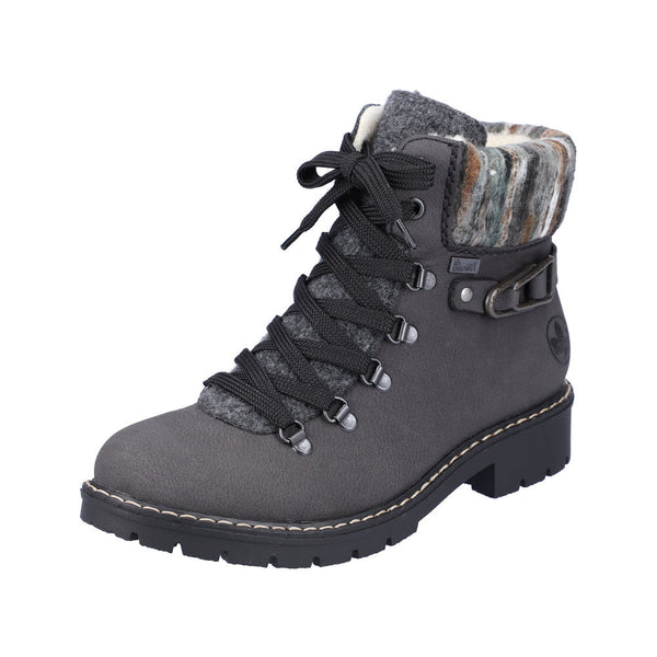 Rieker Y9131-45 Ladies Grey Water Resistant Side Zip Ankle Boots-elevate your sole