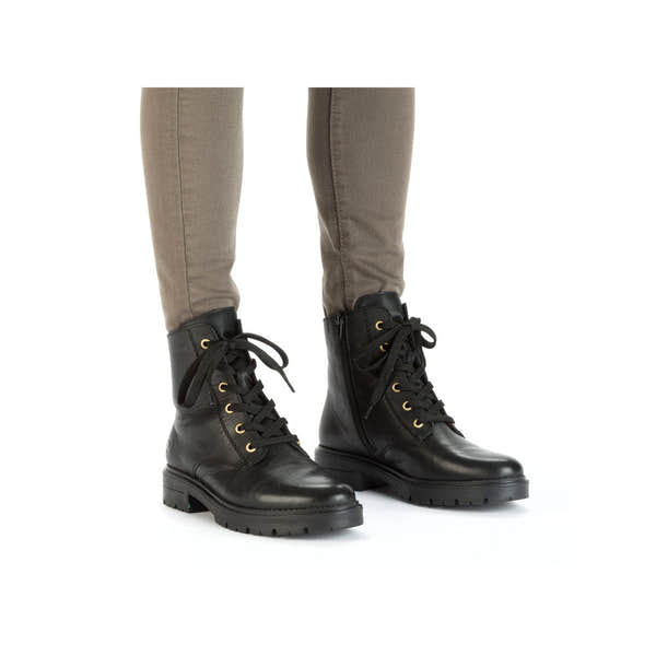 Rieker Z2841-00 Ladies Black Leather Zip & Lace Ankle Boots-elevate your sole