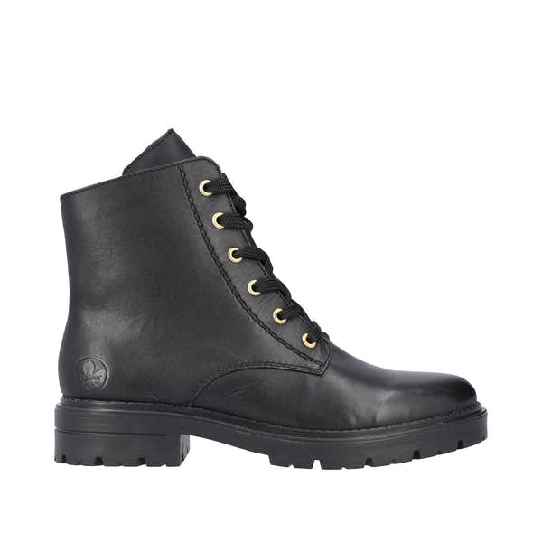 Rieker Z2841-00 Ladies Black Leather Zip & Lace Ankle Boots-elevate your sole