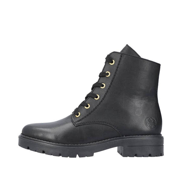 Rieker Z2841-00 Ladies Black Leather Zip & Lace Ankle Boots-elevate your sole
