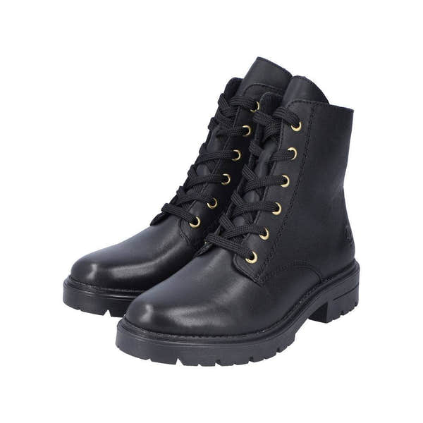 Rieker Z2841-00 Ladies Black Leather Zip & Lace Ankle Boots-elevate your sole
