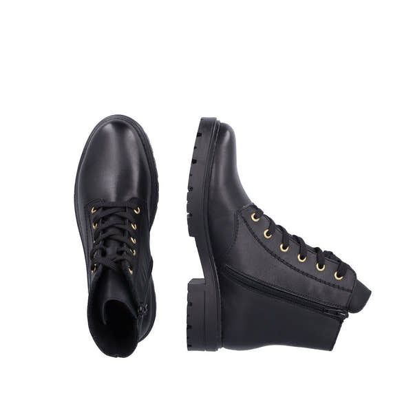 Rieker Z2841-00 Ladies Black Leather Zip & Lace Ankle Boots-elevate your sole