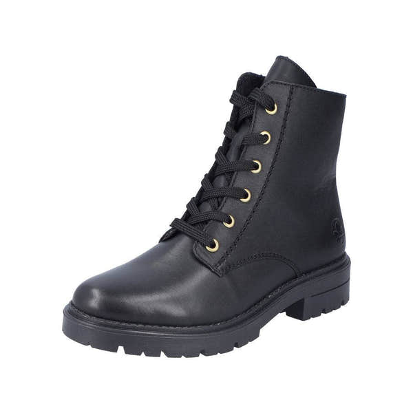 Rieker Z2841-00 Ladies Black Leather Zip & Lace Ankle Boots-elevate your sole