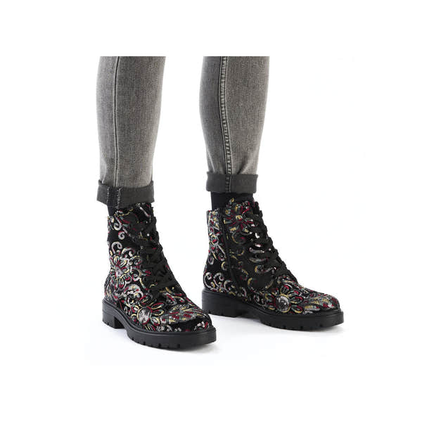 Rieker Z2841-90 Ladies Black Zip & Lace Ankle Boots-elevate your sole