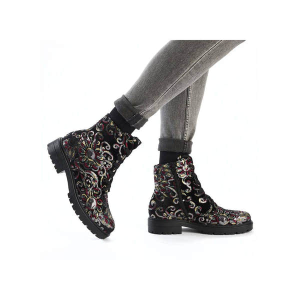 Rieker Z2841-90 Ladies Black Zip & Lace Ankle Boots-elevate your sole