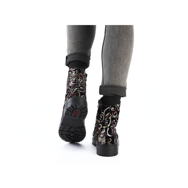 Rieker Z2841-90 Ladies Black Zip & Lace Ankle Boots-elevate your sole