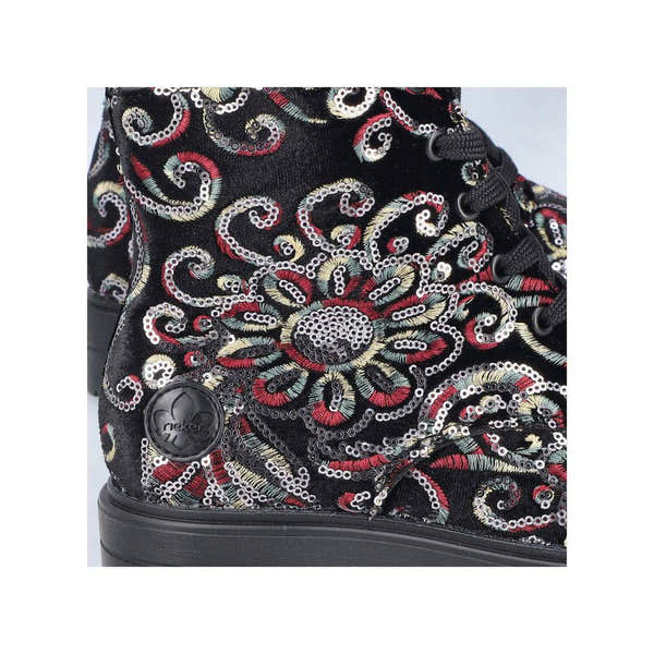 Rieker Z2841-90 Ladies Black Zip & Lace Ankle Boots-elevate your sole