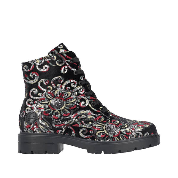 Rieker Z2841-90 Ladies Black Zip & Lace Ankle Boots-elevate your sole