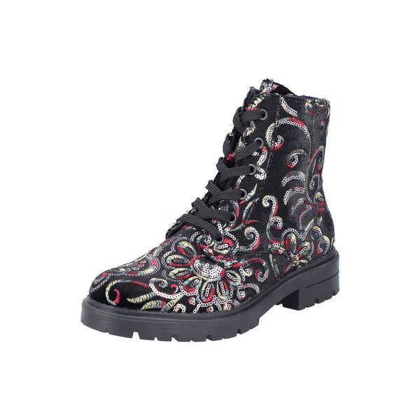 Rieker Z2841-90 Ladies Black Zip & Lace Ankle Boots-elevate your sole