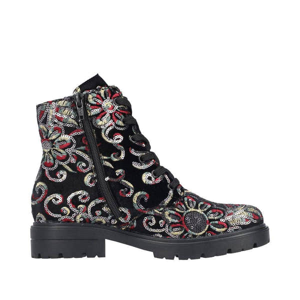 Rieker Z2841-90 Ladies Black Zip & Lace Ankle Boots-elevate your sole