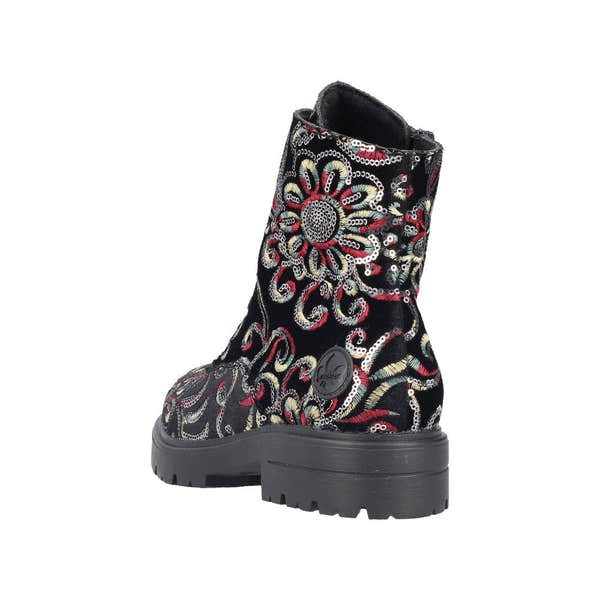 Rieker Z2841-90 Ladies Black Zip & Lace Ankle Boots-elevate your sole