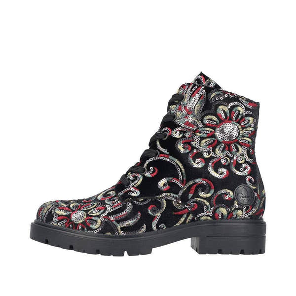 Rieker Z2841-90 Ladies Black Zip & Lace Ankle Boots-elevate your sole