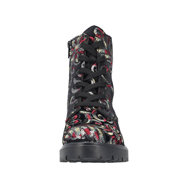Rieker Z2841-90 Ladies Black Zip & Lace Ankle Boots-elevate your sole