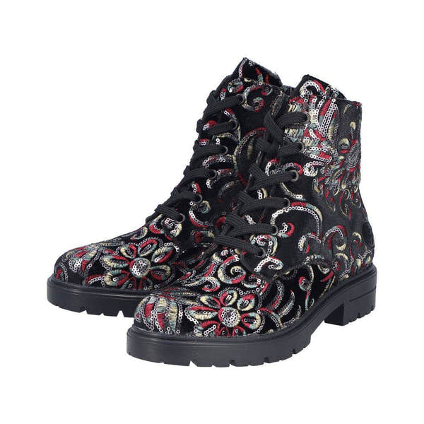 Rieker Z2841-90 Ladies Black Zip & Lace Ankle Boots-elevate your sole