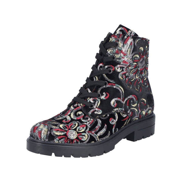Rieker Z2841-90 Ladies Black Zip & Lace Ankle Boots-elevate your sole