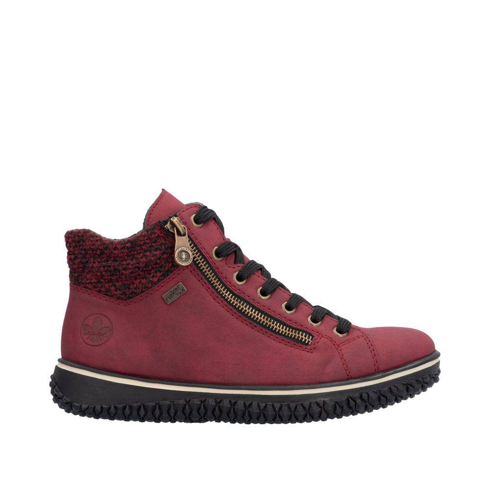 Rieker Z4263-35 Ladies Red Water Resistant Zip & Lace Ankle Boots-elevate your sole