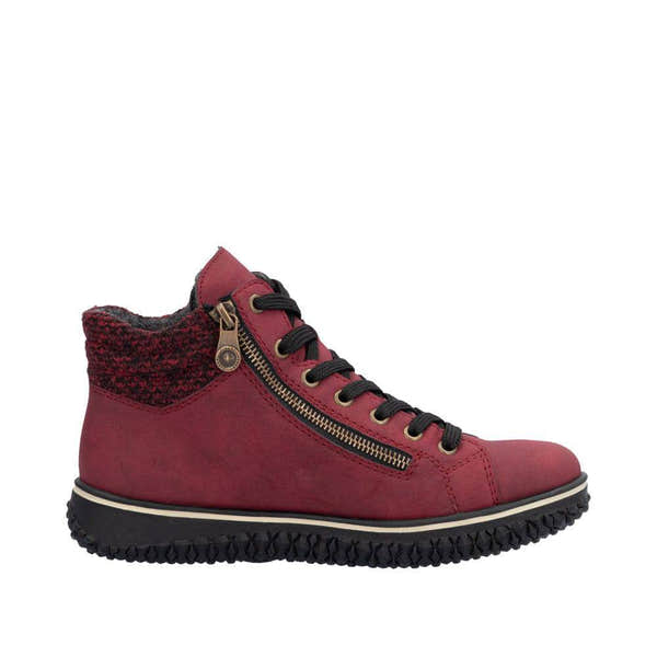 Rieker Z4263-35 Ladies Red Water Resistant Zip & Lace Ankle Boots-elevate your sole