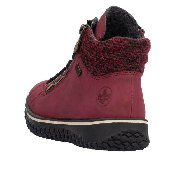 Rieker Z4263-35 Ladies Red Water Resistant Zip & Lace Ankle Boots-elevate your sole