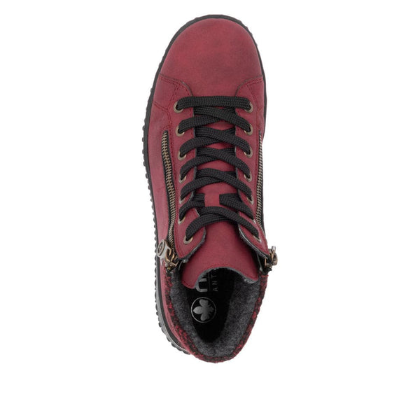 Rieker Z4263-35 Ladies Red Water Resistant Zip & Lace Ankle Boots-elevate your sole