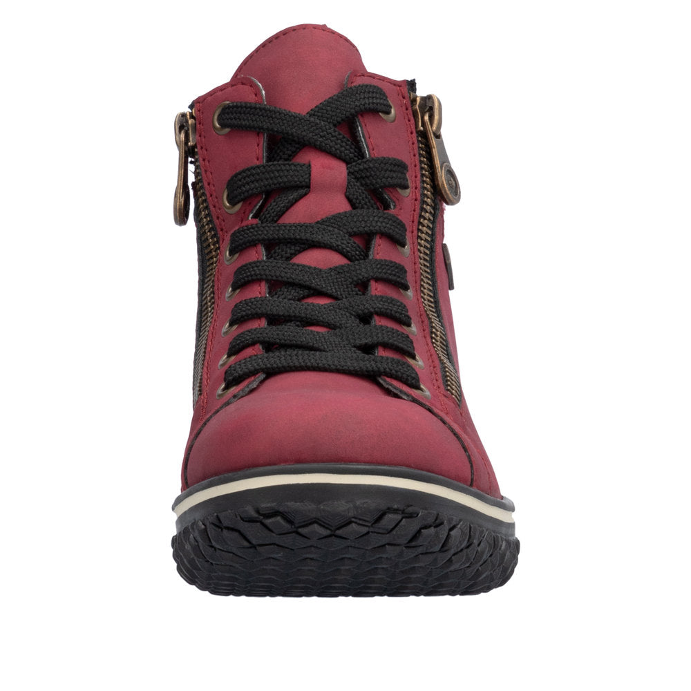Rieker Z4263-35 Ladies Red Water Resistant Zip & Lace Ankle Boots-elevate your sole