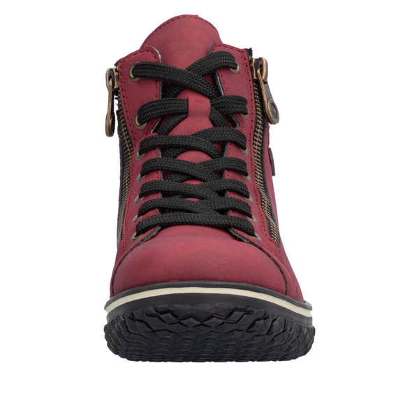 Rieker Z4263-35 Ladies Red Water Resistant Zip & Lace Ankle Boots-elevate your sole