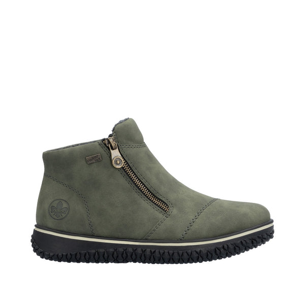 Rieker Z4265-54 Ladies Green Water Resistant Side Zip Ankle Boots-elevate your sole