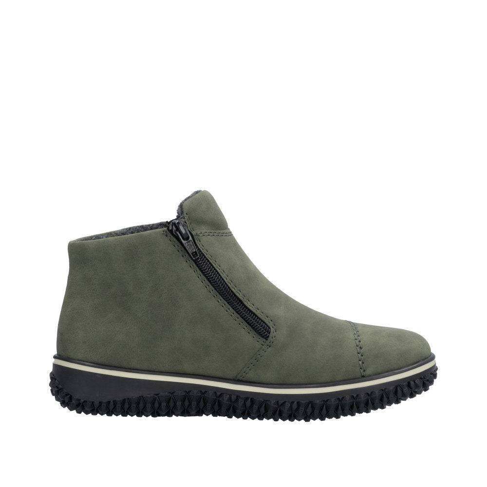 Rieker Z4265-54 Ladies Green Water Resistant Side Zip Ankle Boots-elevate your sole