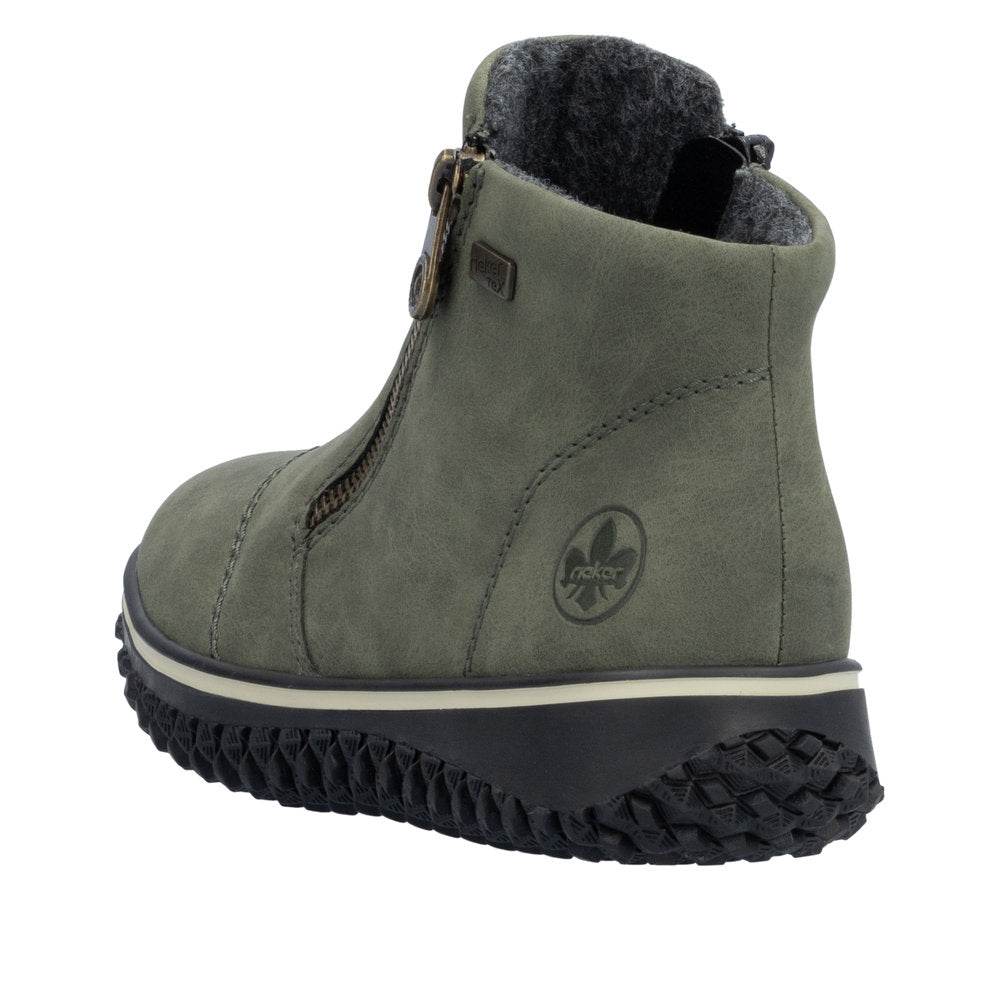 Rieker Z4265-54 Ladies Green Water Resistant Side Zip Ankle Boots-elevate your sole