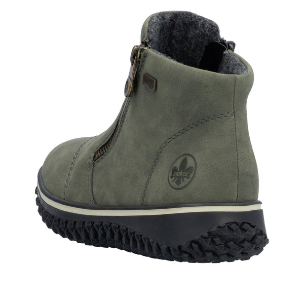 Rieker Z4265-54 Ladies Green Water Resistant Side Zip Ankle Boots-elevate your sole