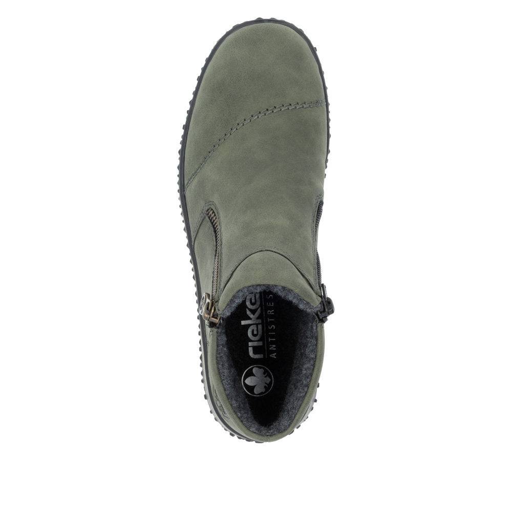 Rieker Z4265-54 Ladies Green Water Resistant Side Zip Ankle Boots-elevate your sole