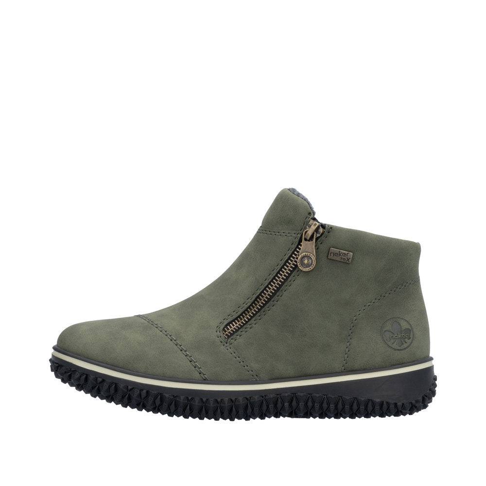 Rieker Z4265-54 Ladies Green Water Resistant Side Zip Ankle Boots-elevate your sole