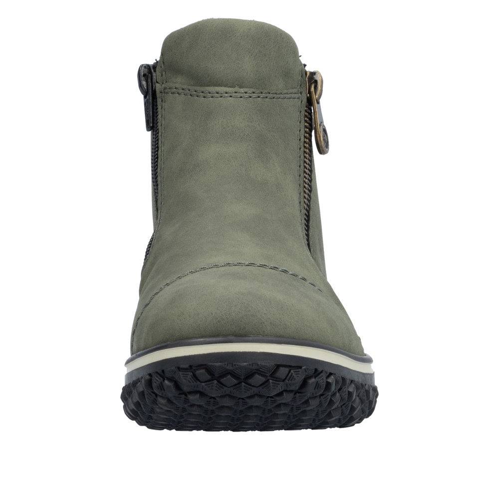 Rieker Z4265-54 Ladies Green Water Resistant Side Zip Ankle Boots-elevate your sole