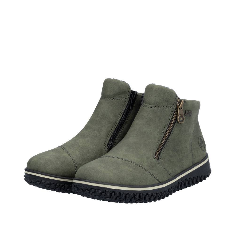 Rieker Z4265-54 Ladies Green Water Resistant Side Zip Ankle Boots-elevate your sole